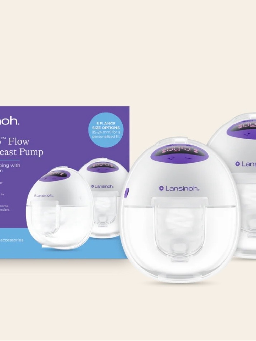 Hospital grade——Lansinoh Electric Breast Pump in White and Purple Accents